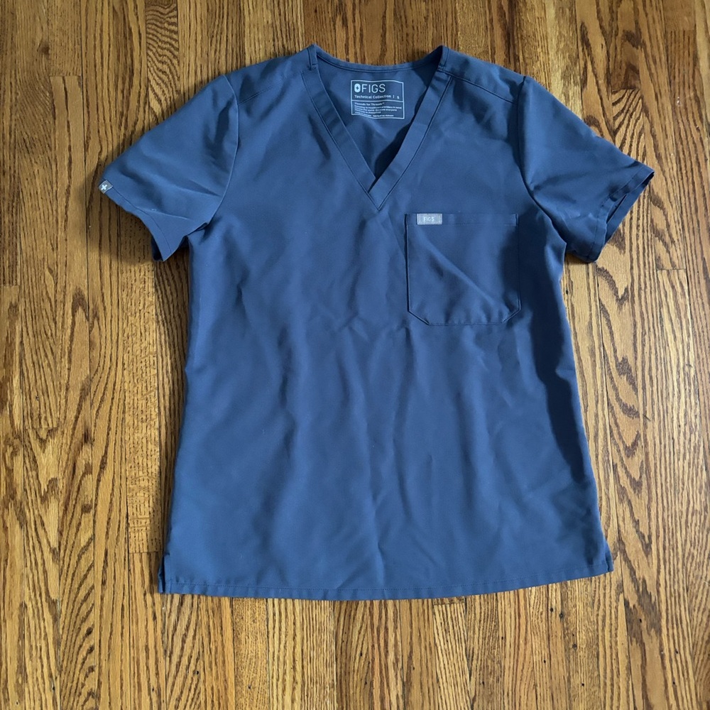 FIGS Womens Purple/Gray V-Neck Scrub Top Size Small